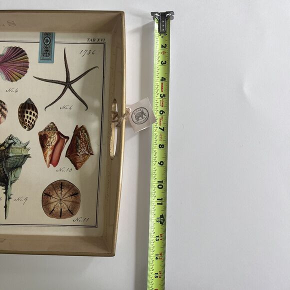 Michel Design Works Wood Decoupage Lacquered Seashell Serving Tray - 14”… - Picture 9 of 12